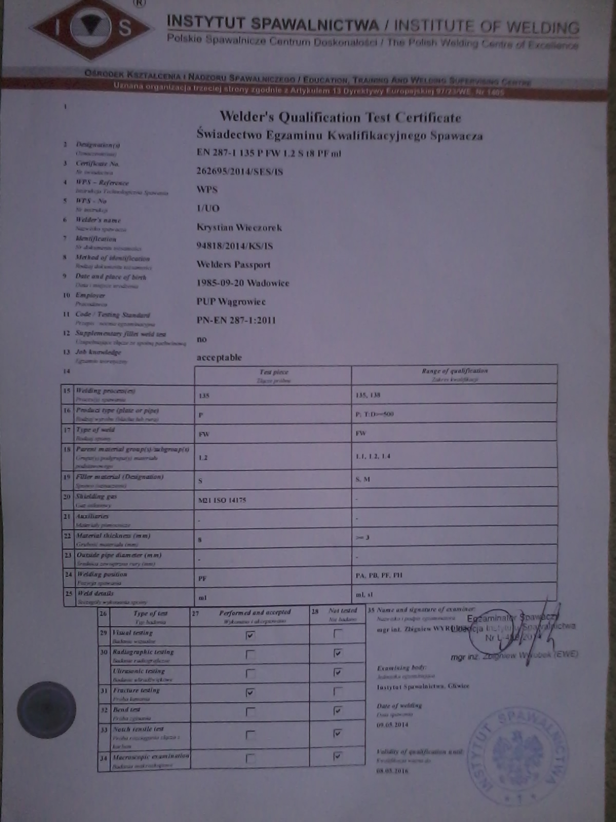 Welder/Spawacz Mag i Tig szuka pracy