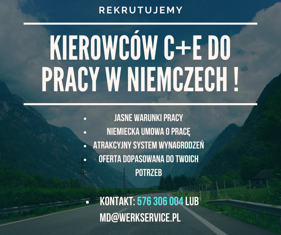 Kierowca C+E plandeka 4/1 transport krajowy