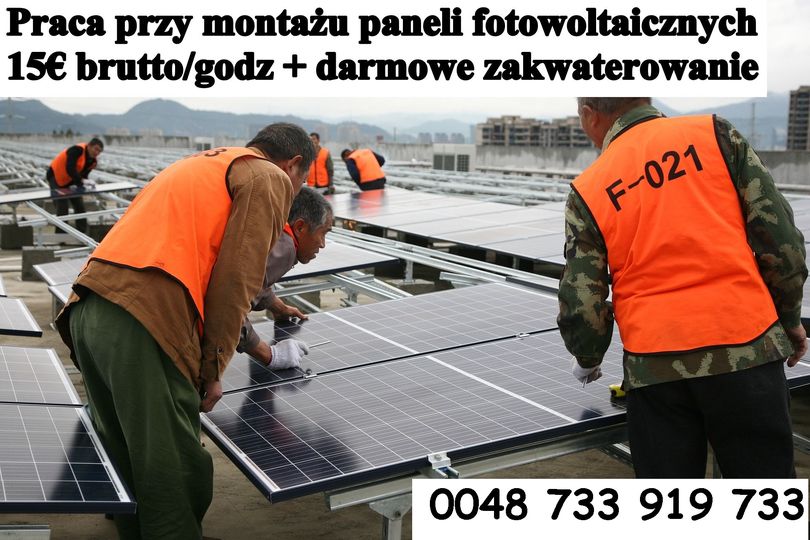  Praca przy montażu paneli fotowoltaicznych w całych Niemczech.
