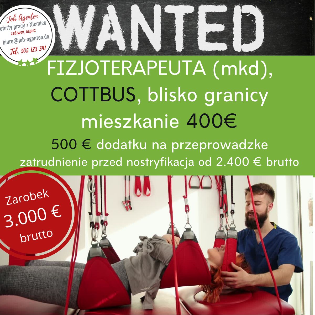 FIZJOTERAPEUTA ,zatrudnienie przed nostryfikacją Cottbus