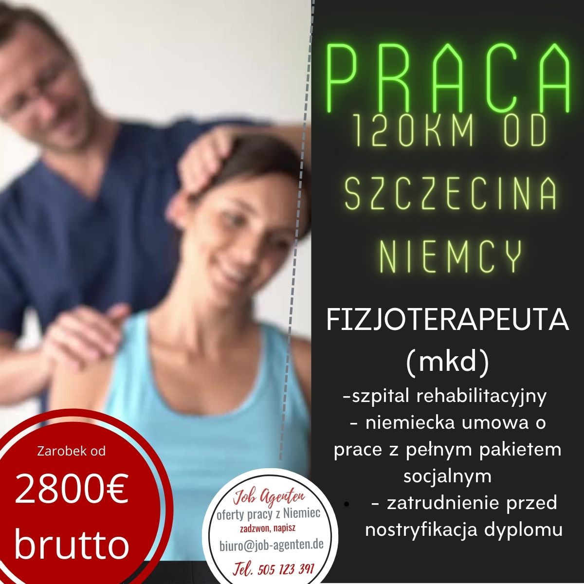 Fizjoterapeuta praca zagranica niedaleko Szczecina