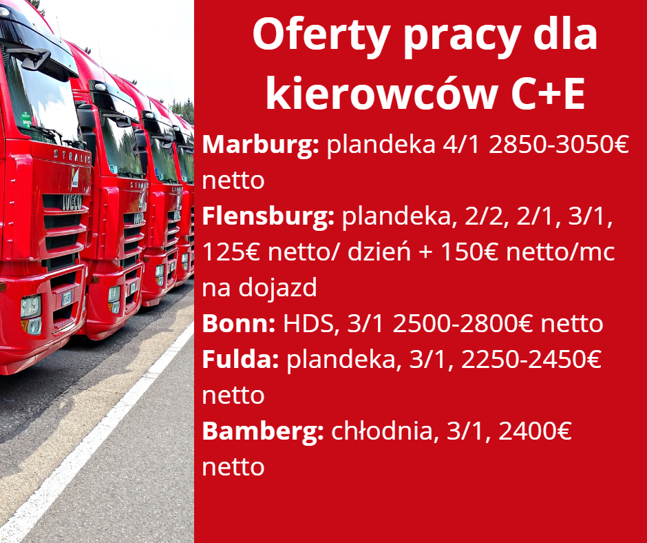 Kierowca C+E plandeka od 20.02
