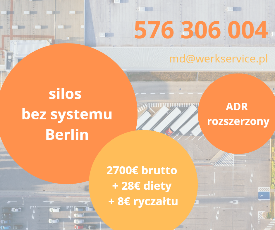 Kierowca C+E silos Berlin 2650-2850€ netto