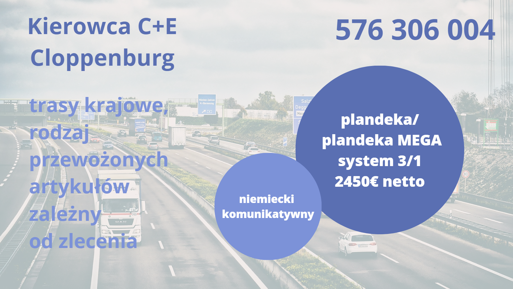 Kierowca C+E Bremen plandeka 2450€ netto