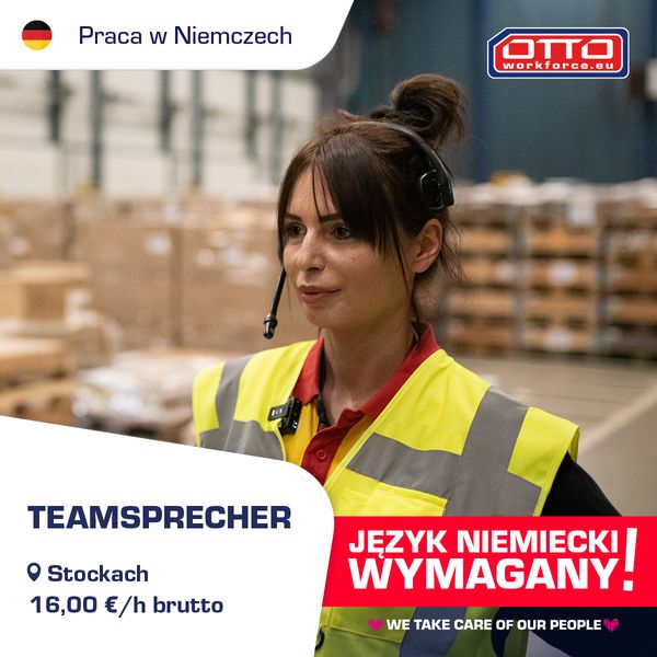 Teamsprecher -16 €/h + DARMOWE ZAKWATEROWANIE - DE