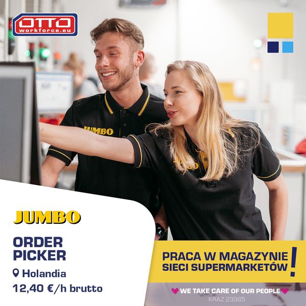 Order picker w magazynie sieci supermarketów JUMBO