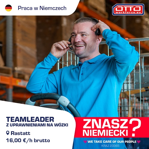 Team leader z uprawnieniami na wózki(Niemcy)!