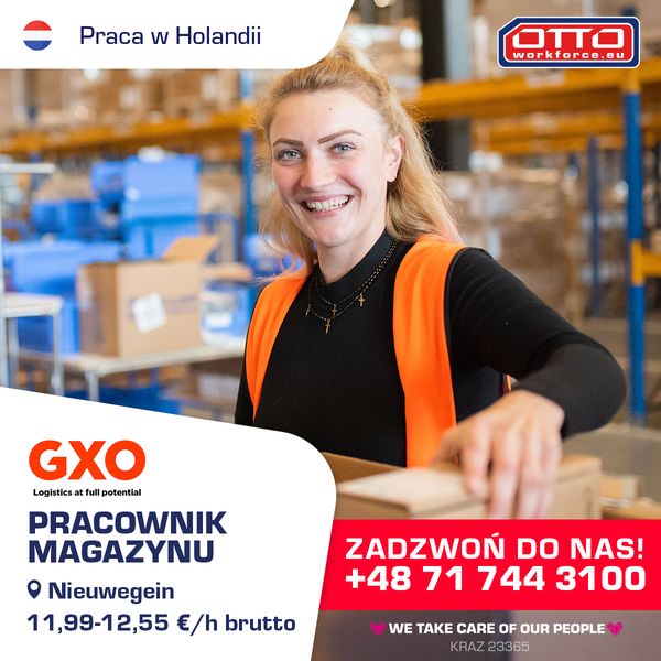 Holandia. Praca w chłodni GXO -  €12.55/h
