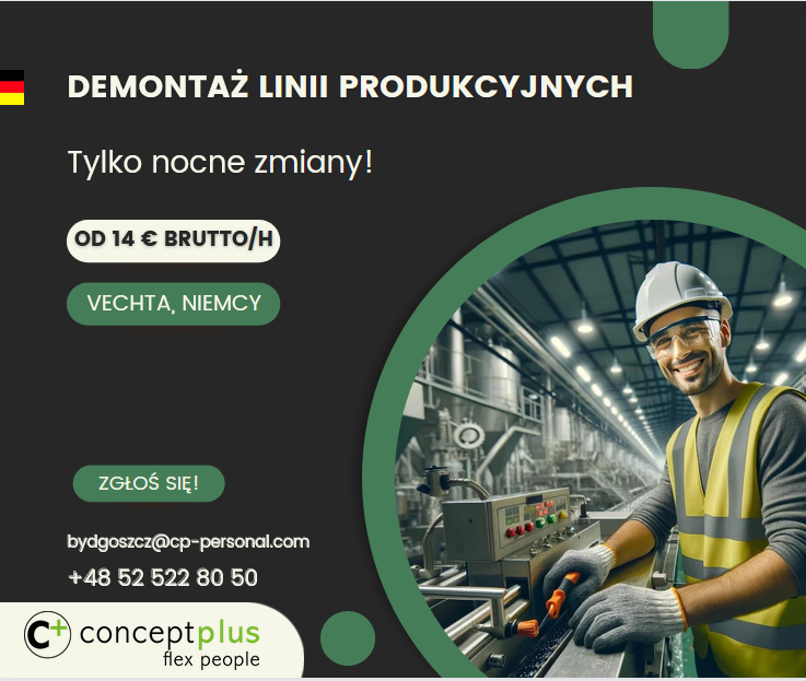 Pracownik Produkcji (k/m) - Montaż I Demontaż Linii Produkcyjnych - Nocna Zmiana!