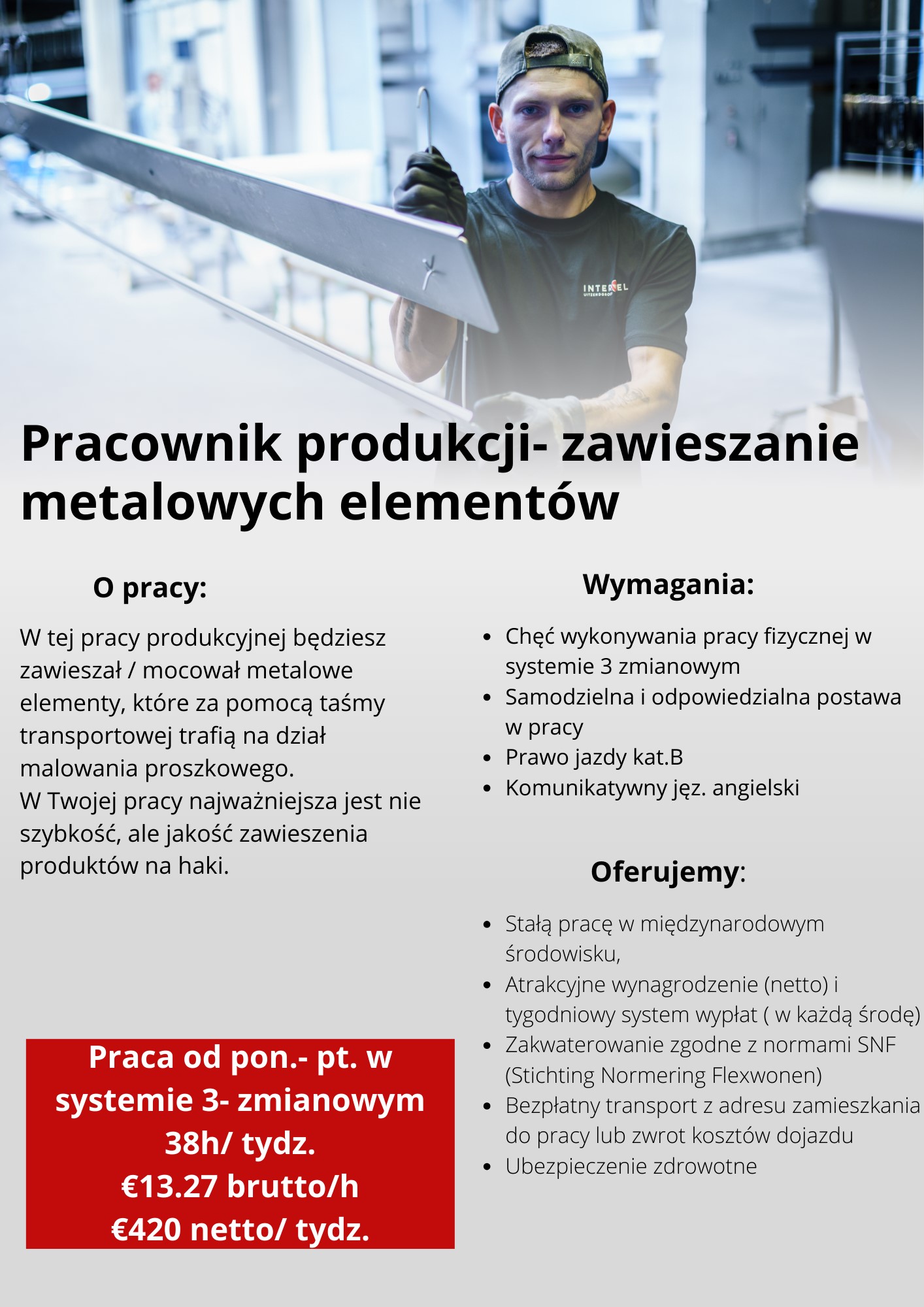 Pracownik Produkcji 420 Euro Netto