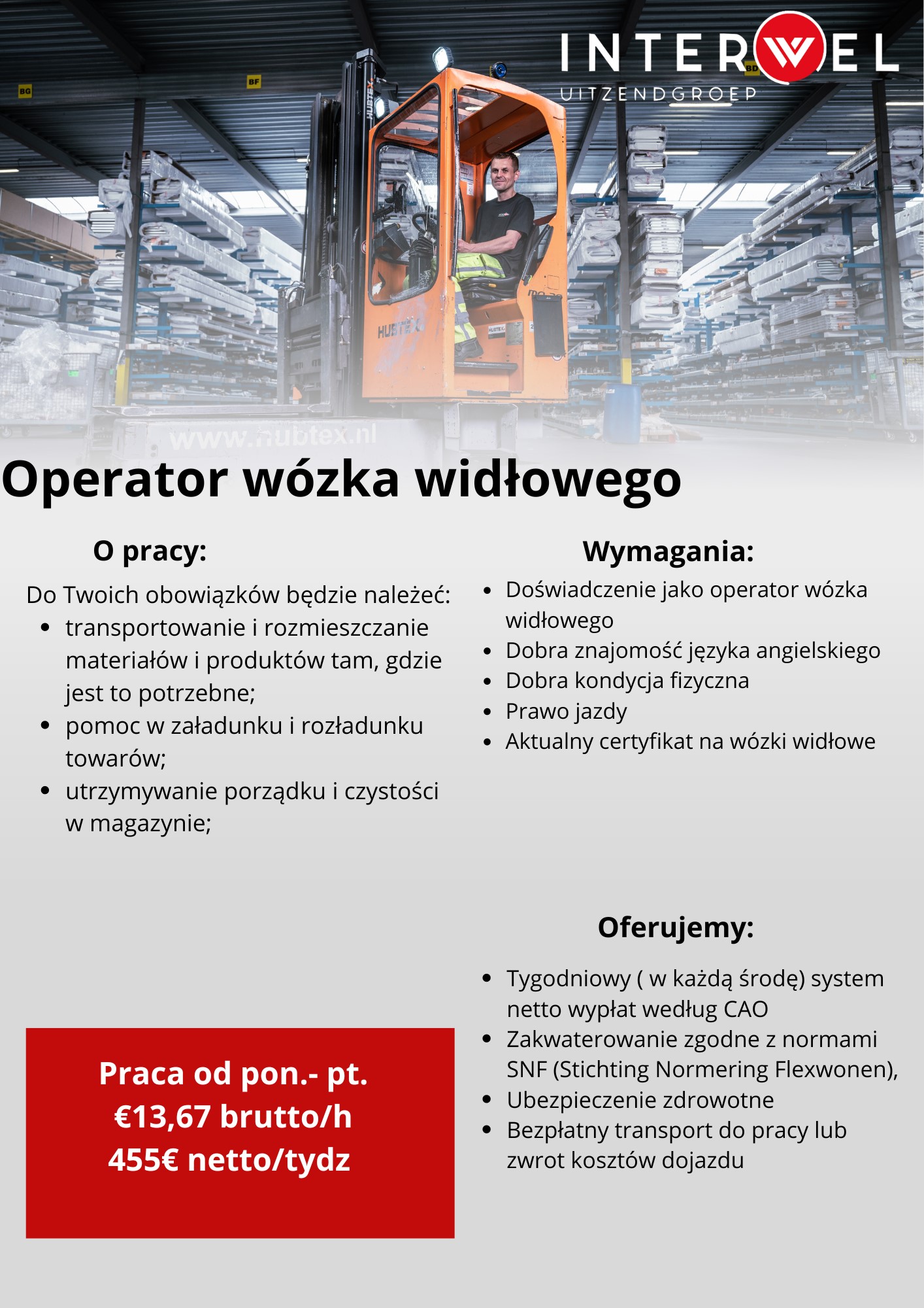 Operator Wózka Widłowego 455 Euro Netto