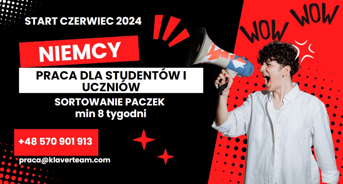 Niemcy Praca Dla Studentów I Uczniów  Start Czerwiec 2024