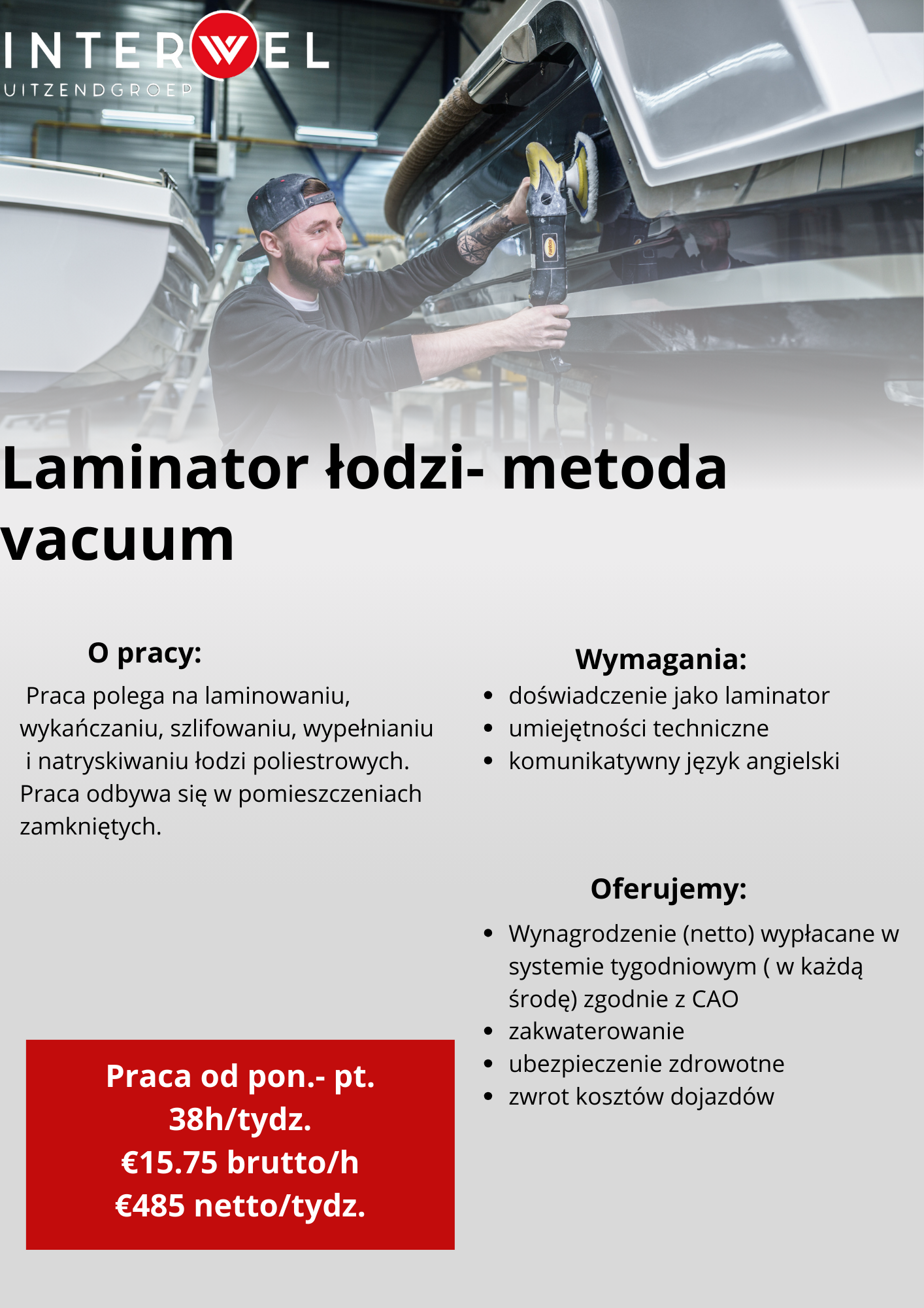 Laminator łodzi  485 Euro Netto 