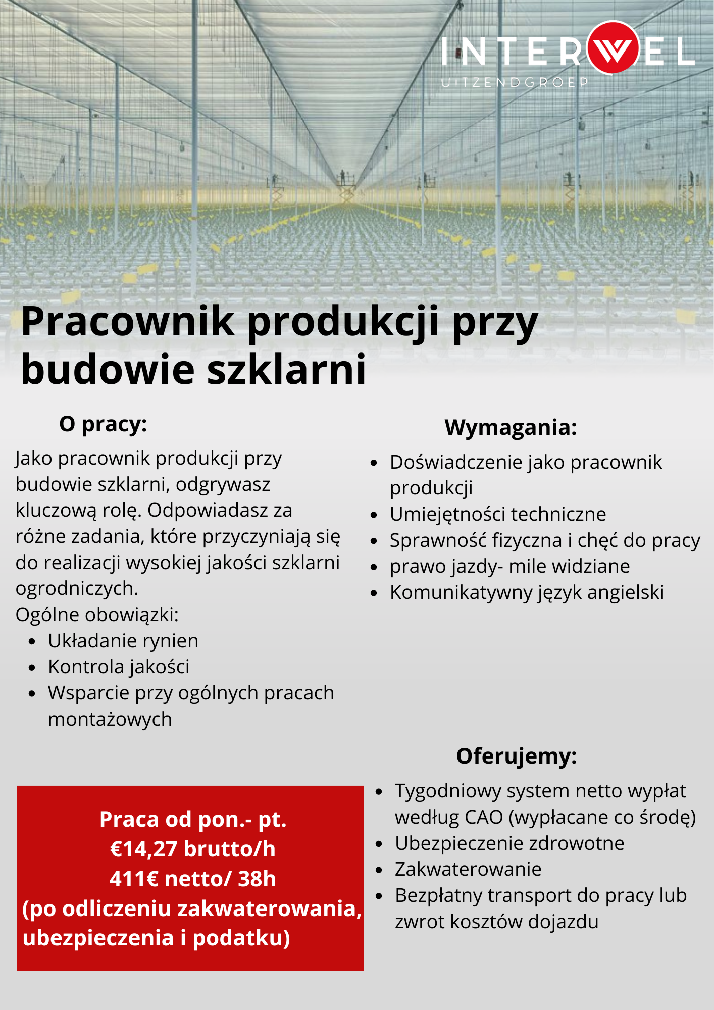 Pracownik Produkcji Przy Budowie Szklarni