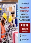 Pracownik produkcji - fabryka elementów plastikowych - €11.91 brutto/h