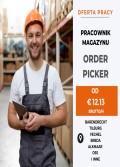 Praca Holandia- Order Picker- Magazynier- 12.13-13.81 €/h- OD ZARAZ